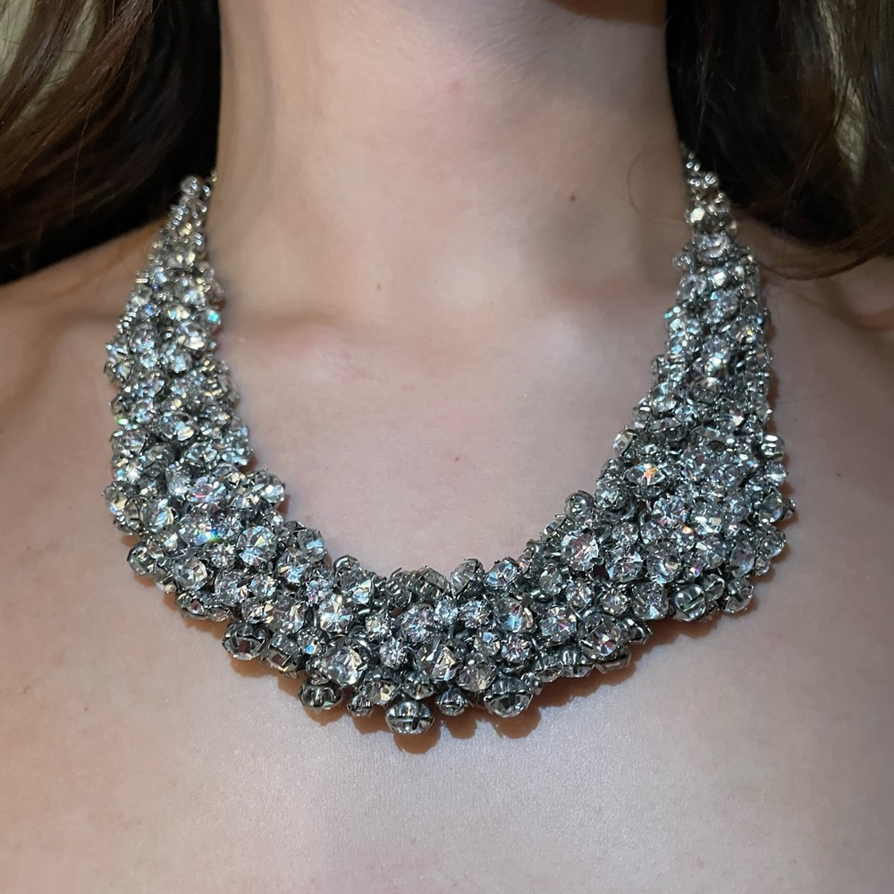 Stunning Chunky Diamond Silver Necklace